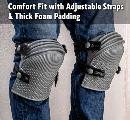 Flexible rubber knee pad with adjustable  straps resists fluids and chemicals and is waterproof
