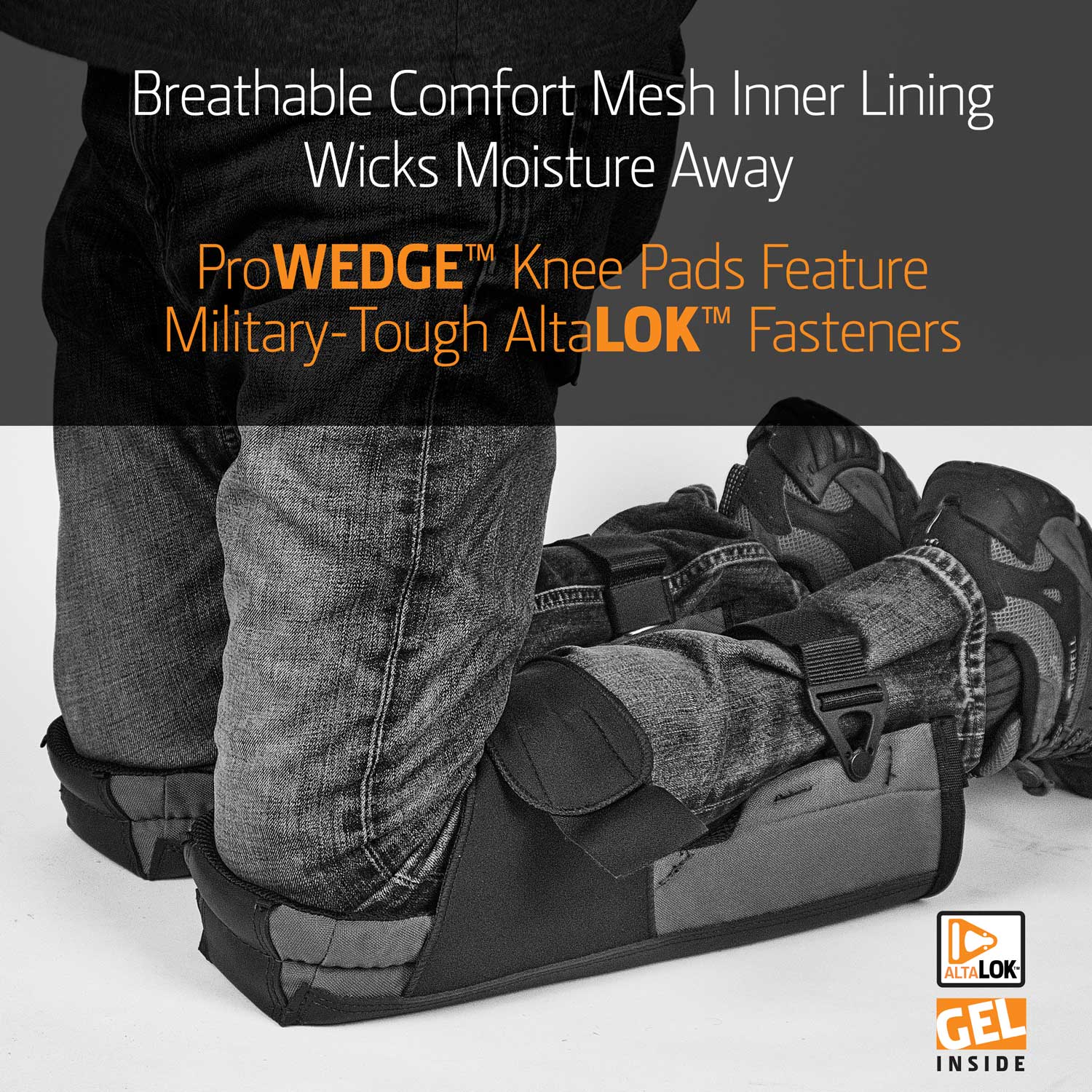 ALTA Durable kneeling Knee Pad with wedge shape for all-day comfort. Great for flooring jobs